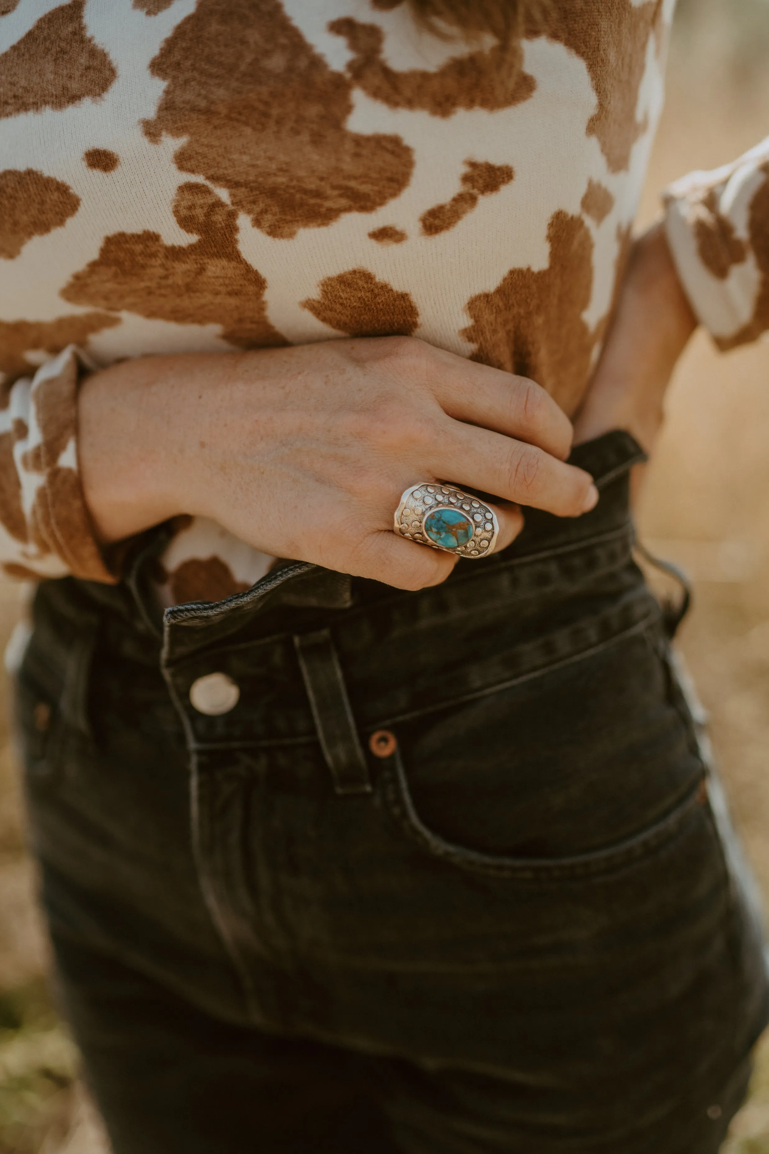 Mindy Ring | Mexican Turquoise sold by Goldie Lew product image thumbnail 4