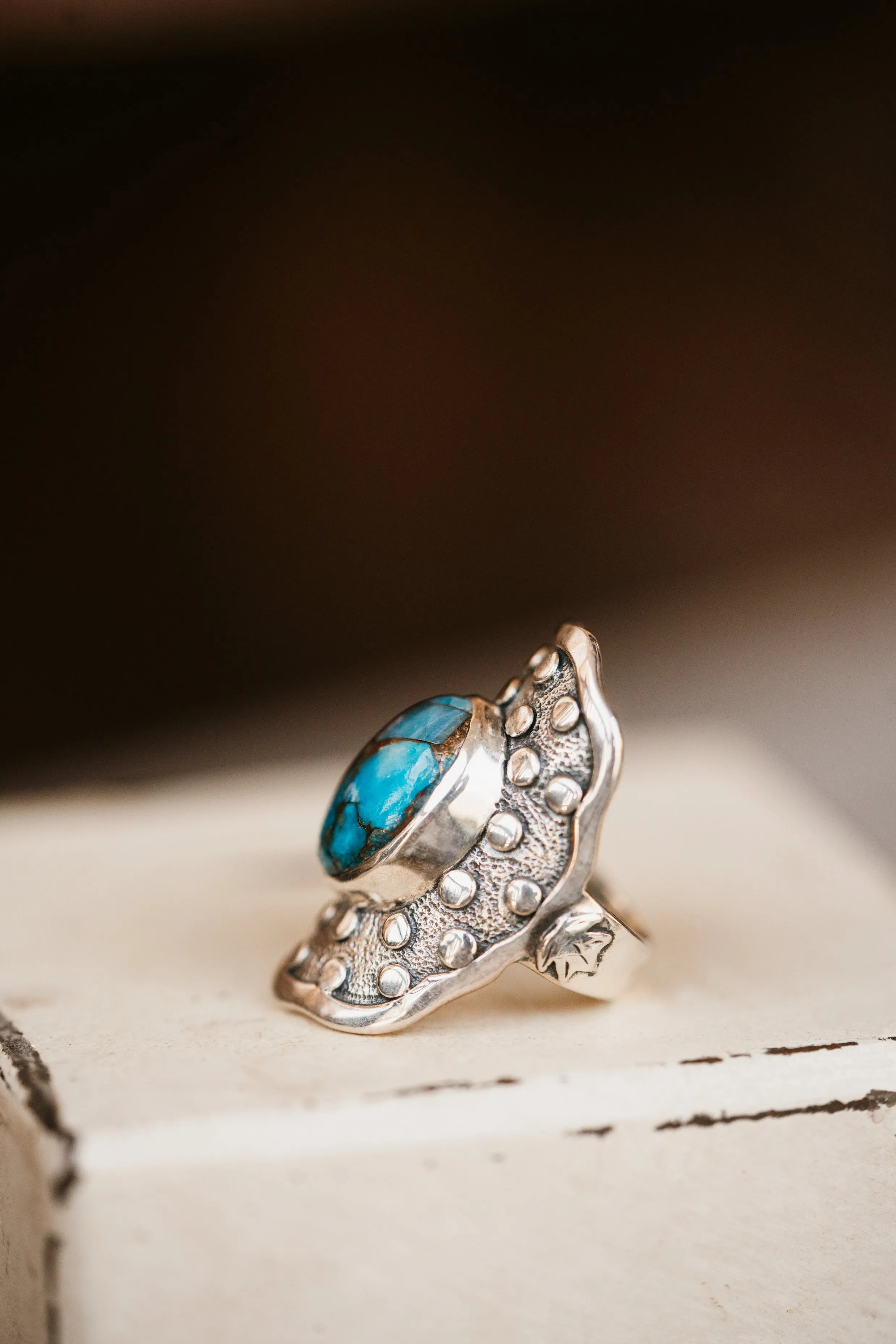 Mindy Ring | Mexican Turquoise sold by Goldie Lew product image thumbnail 3