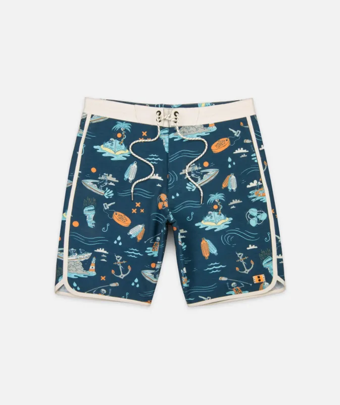 Jetty x The Qualified Captain Sandbar Hybrid Boardshort - Indigo sold by JETTY