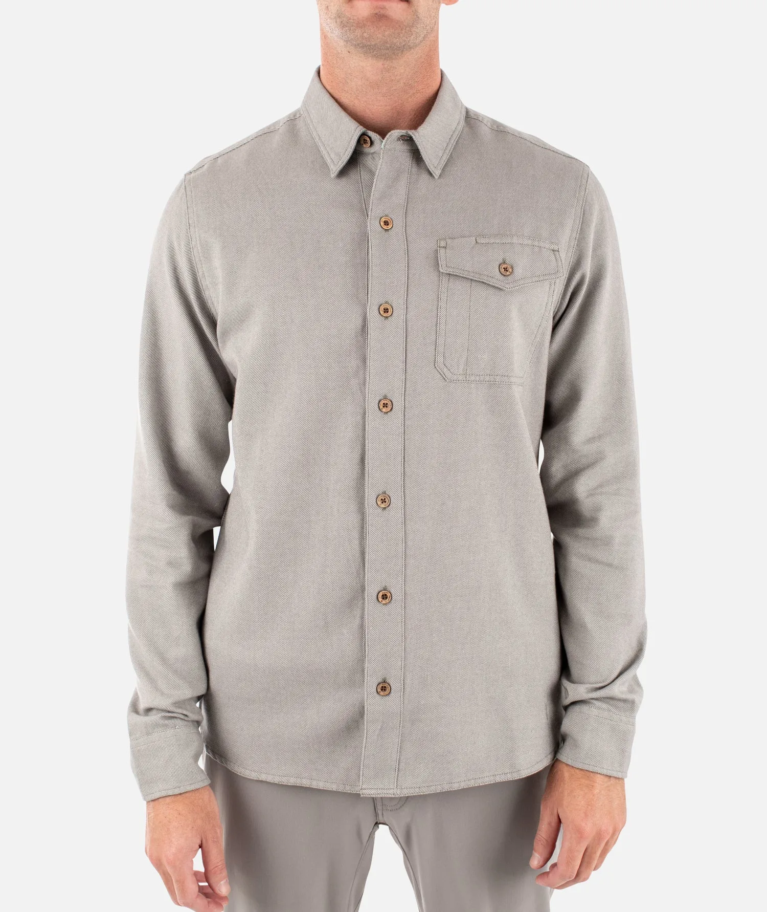 Essex Oyster Twill Shirt - Heather Grey sold by JETTY