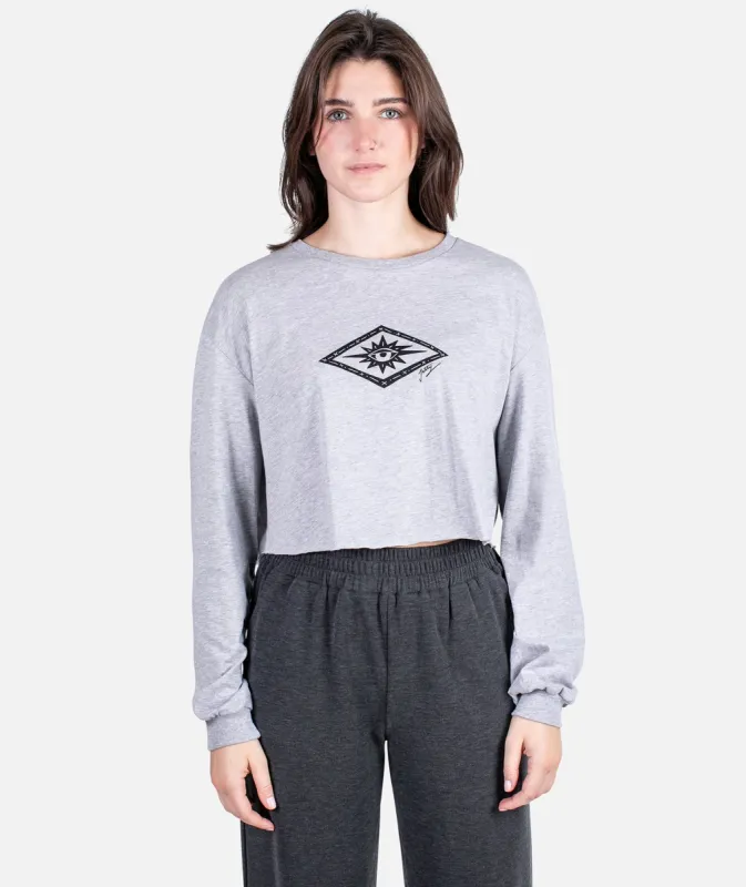 Wisdom Cropped Long Sleeve - Athletic Heather sold by JETTY