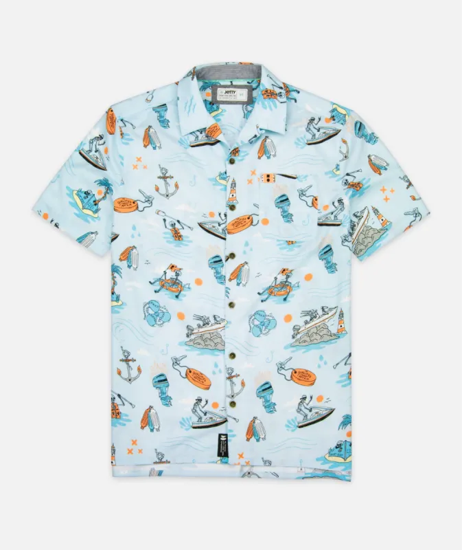 Jetty x  The Qualified Captain Dockside Party Woven - Light Blue sold by JETTY