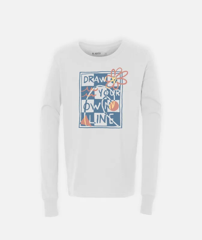 Grom Wave Check Long Sleeve -White sold by JETTY