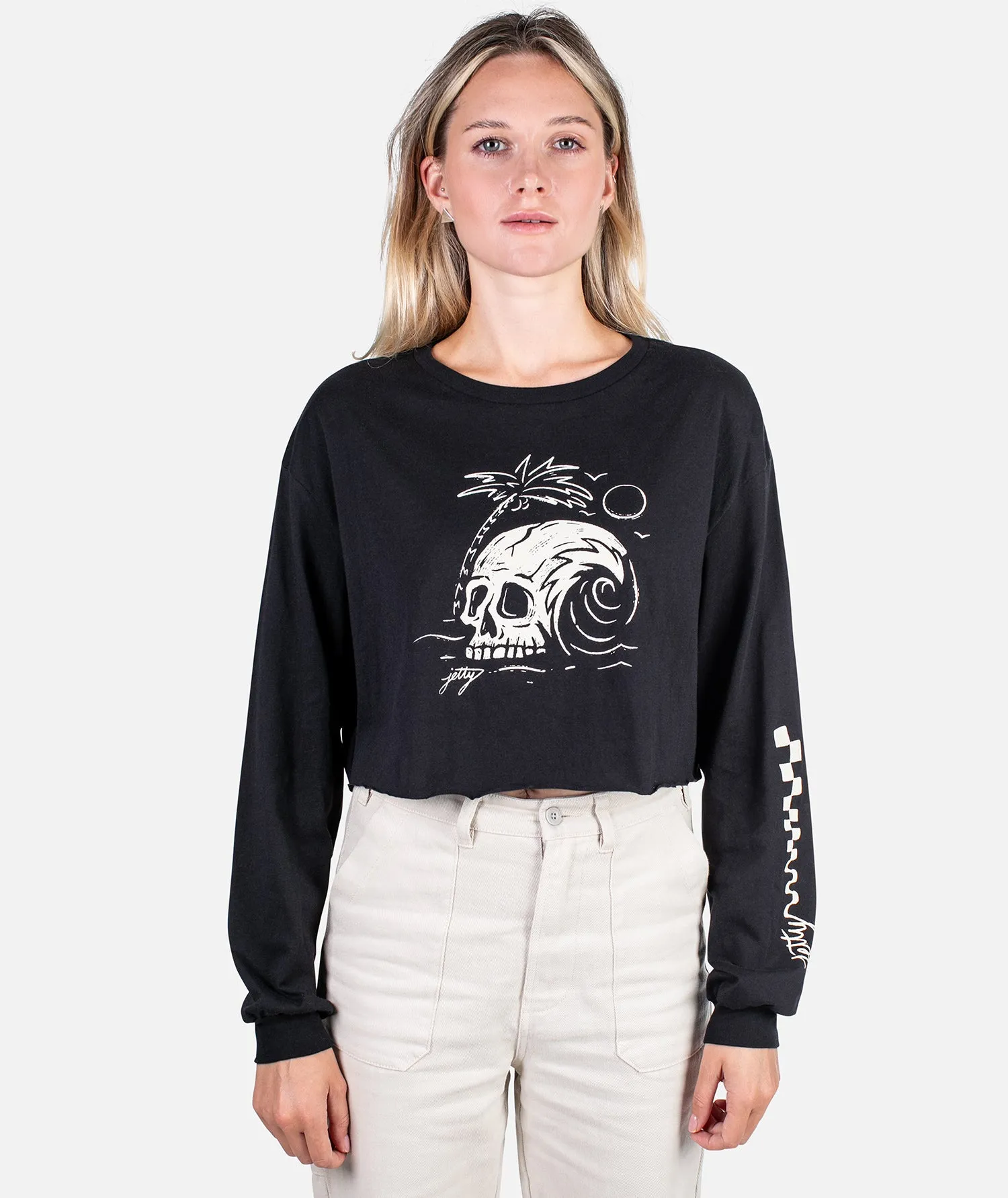 Crush Cropped Long Sleeve - Black sold by JETTY