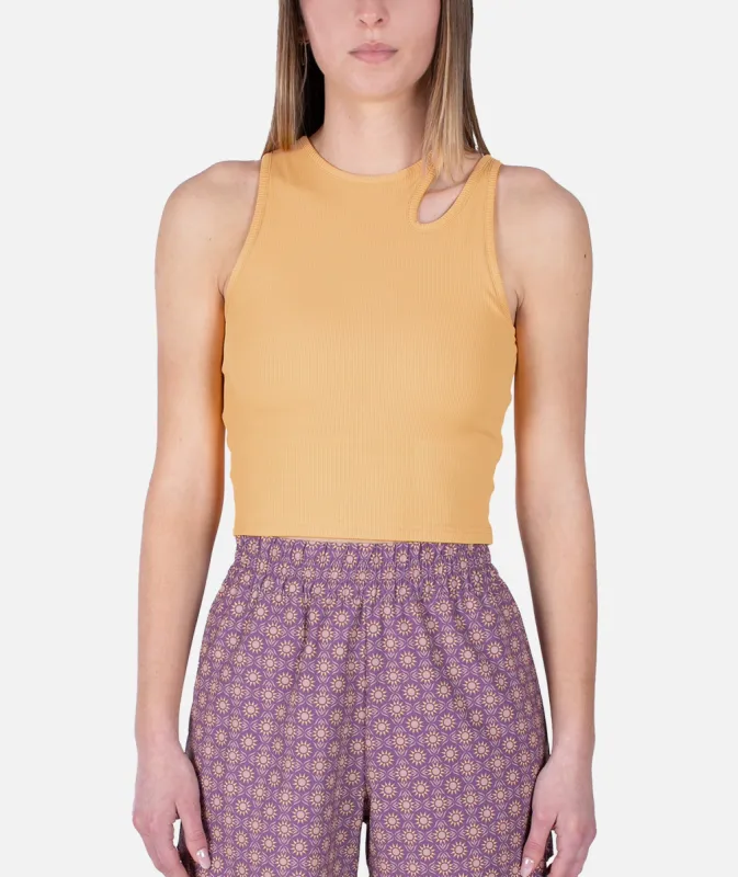 Solstice Ribbed Tank - Mustard sold by JETTY