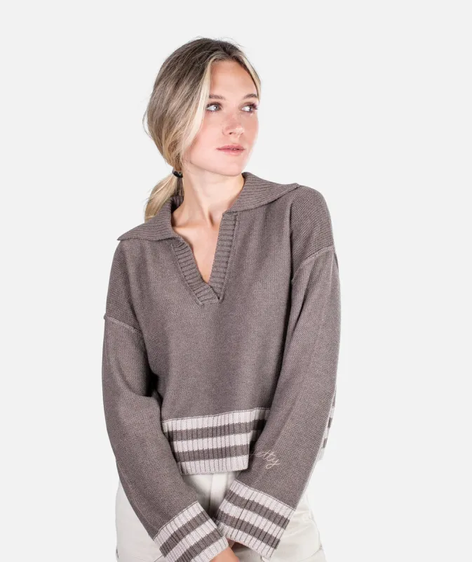 Tybee Henley Sweater - Brown sold by JETTY