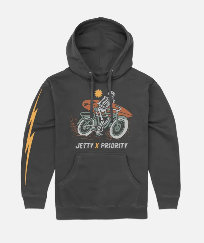Jetty x Priority Bikes Skeleton Hoodie - Black sold by JETTY