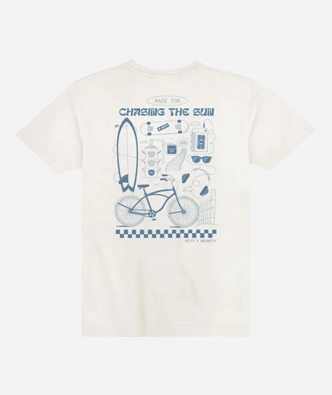 Jetty x Priority Bikes Sun Chaser Tee - White sold by JETTY