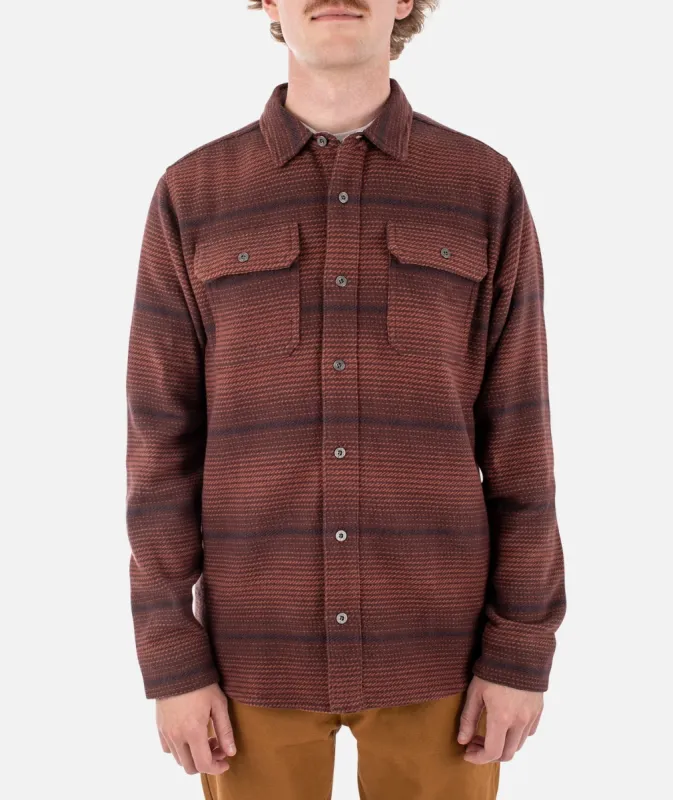 Horizon Flannel - Oxblood Black sold by JETTY