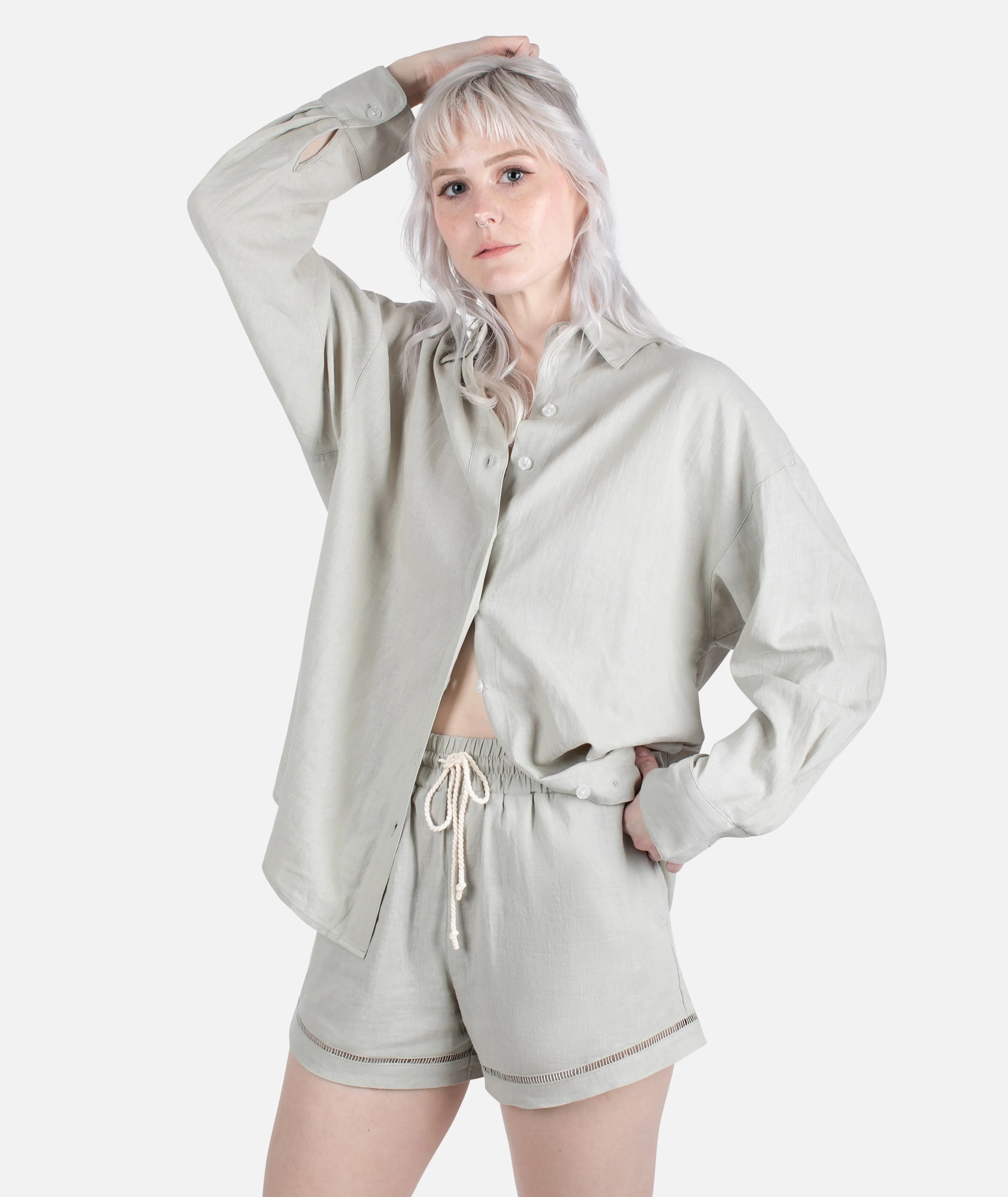 Atlantis Oversized Shirt - Sage Green sold by JETTY
