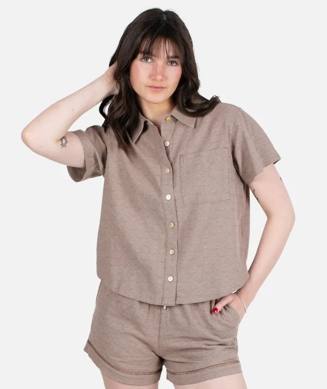 Cape Cod Jacquard Shirt - Brown sold by JETTY