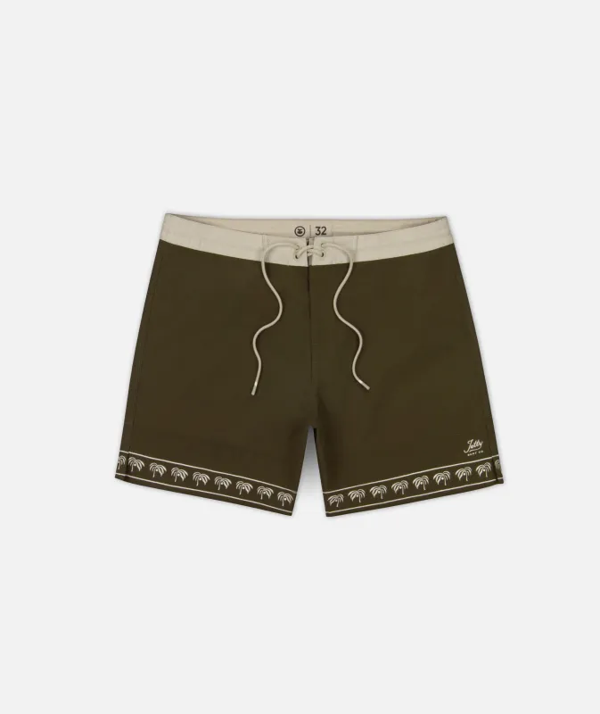Glendola Embroidered Boardshort - Brown sold by JETTY