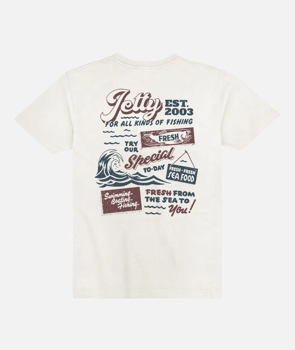 Fresh Catch Pocket Tee - White sold by JETTY