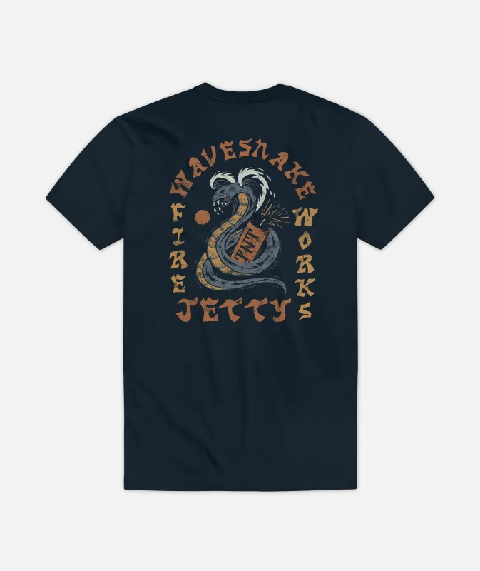 Wave Snake Tee - Navy sold by JETTY