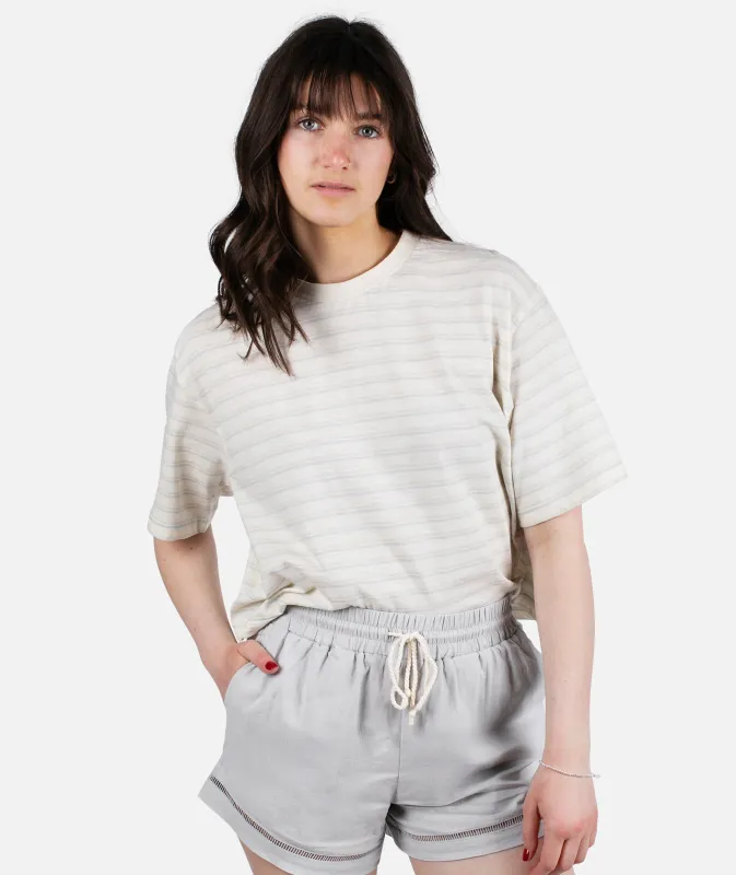 Avalon Striped Tee - White sold by JETTY