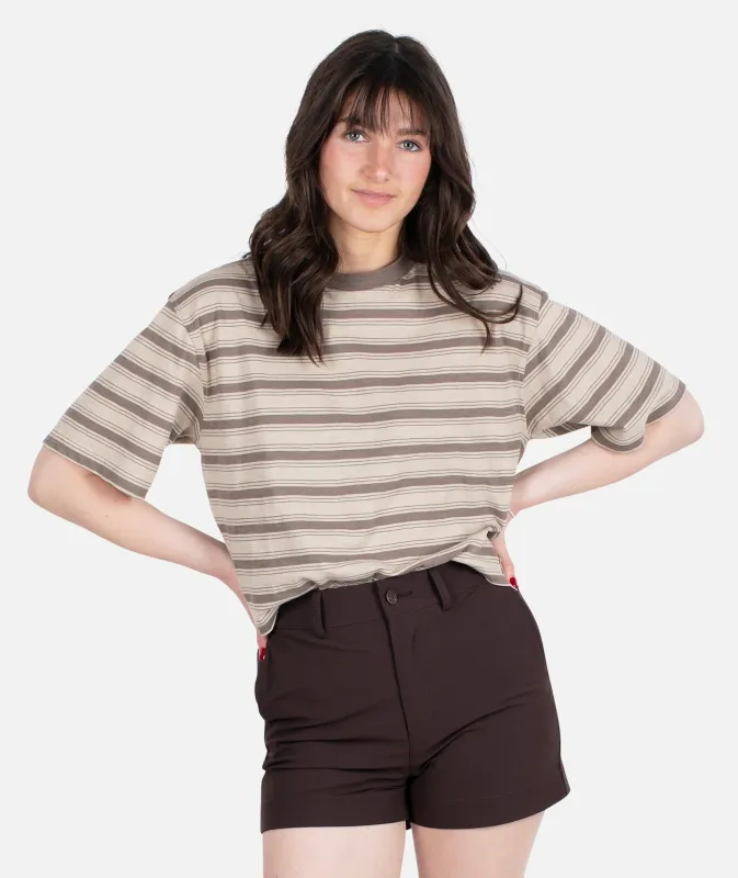 Avalon Striped Tee - Brown sold by JETTY