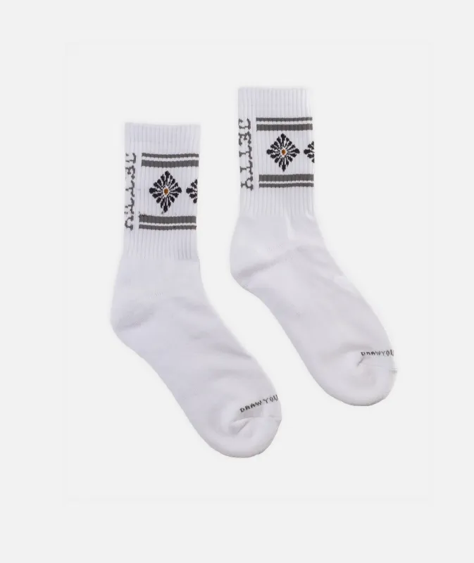 Disco Floral Socks - White sold by JETTY