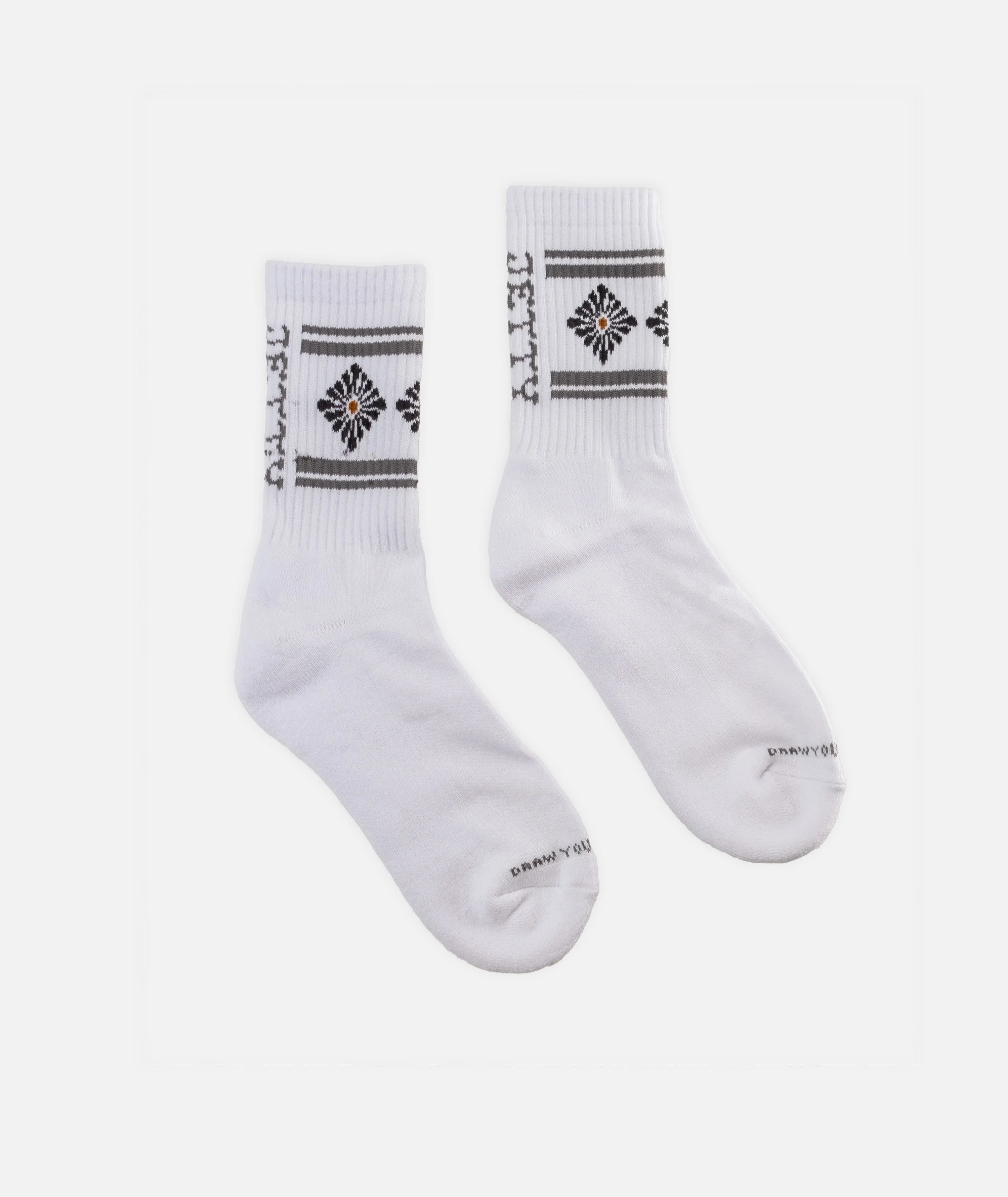 Disco Floral Socks - White sold by JETTY