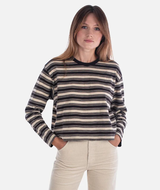 Barque Stripe Tee - Brown sold by JETTY