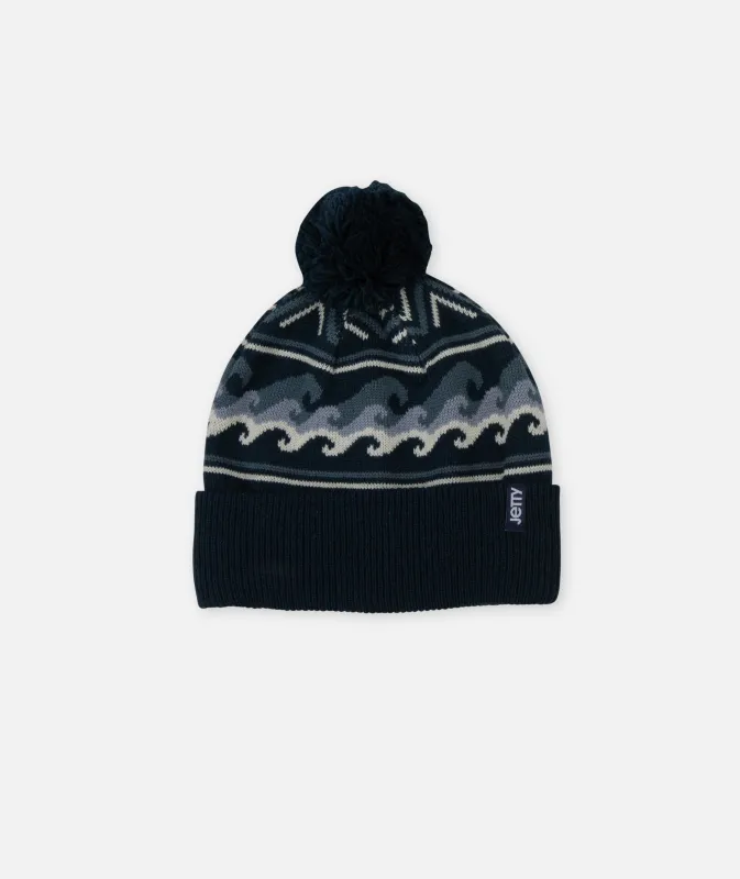 Nor'east Jacquard Beanie - Navy sold by JETTY