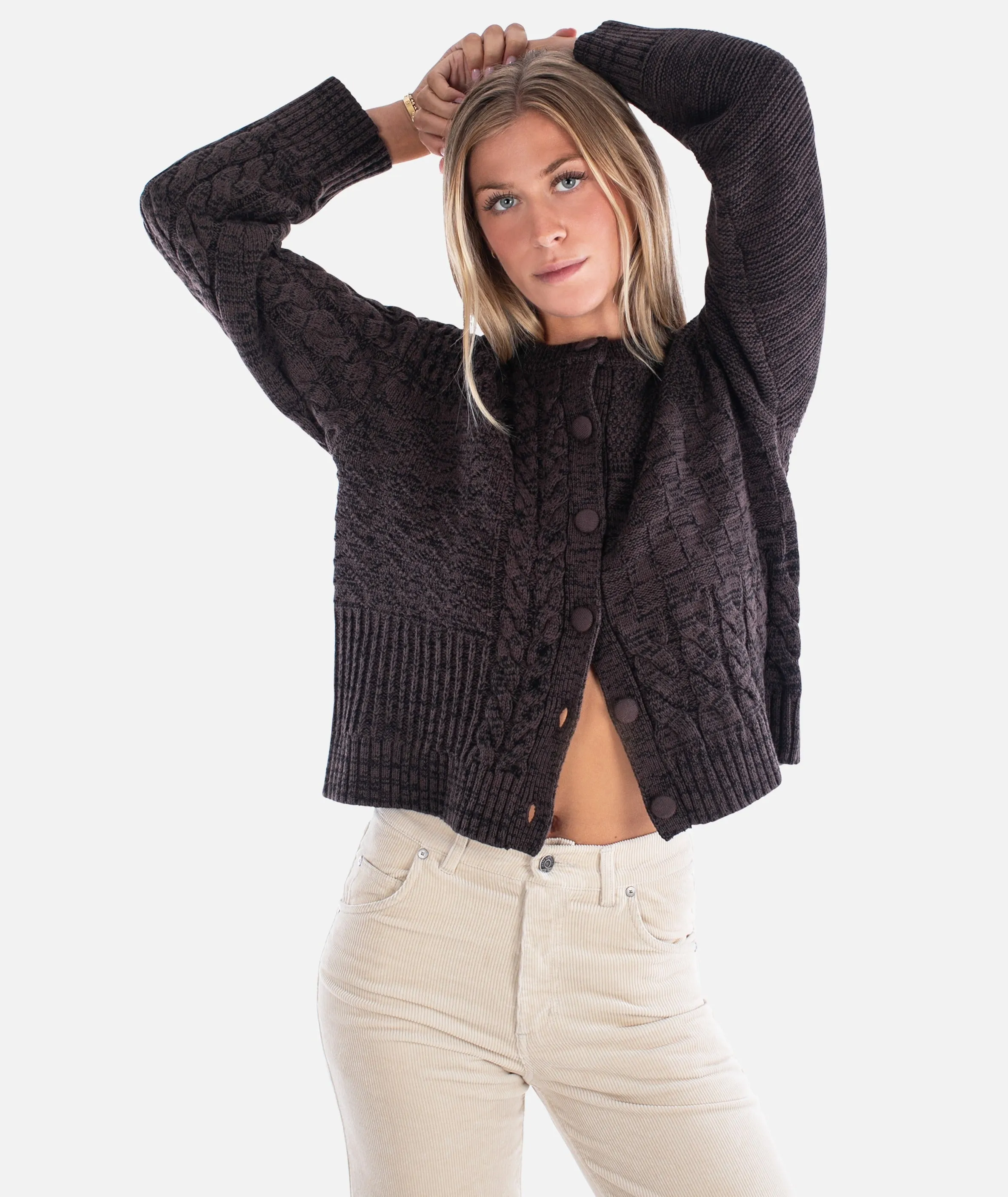 Quincy Patchwork Cardigan - Brown sold by JETTY product image thumbnail 4