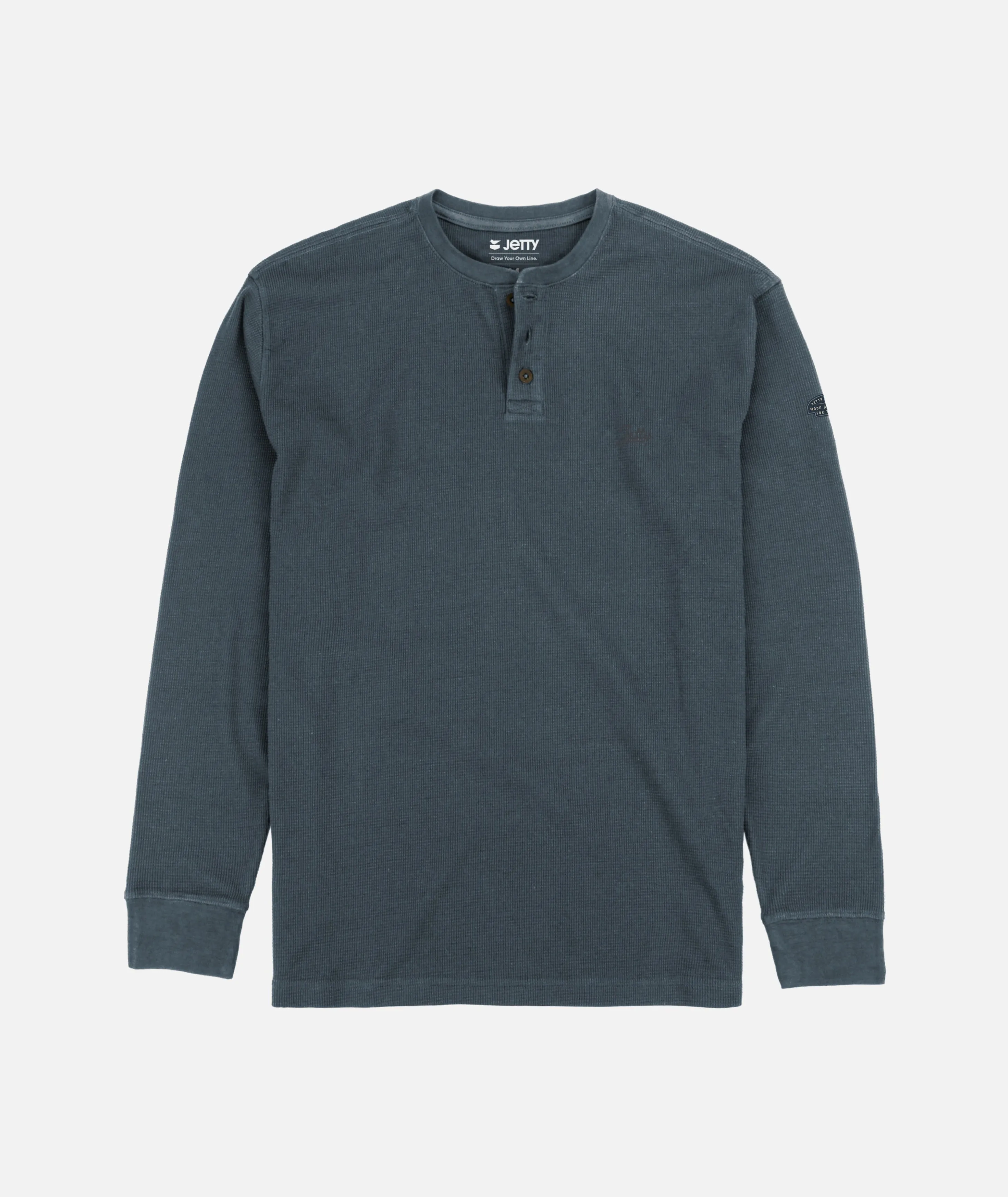 Seabed Waffle Henley Long Sleeve - Navy sold by JETTY