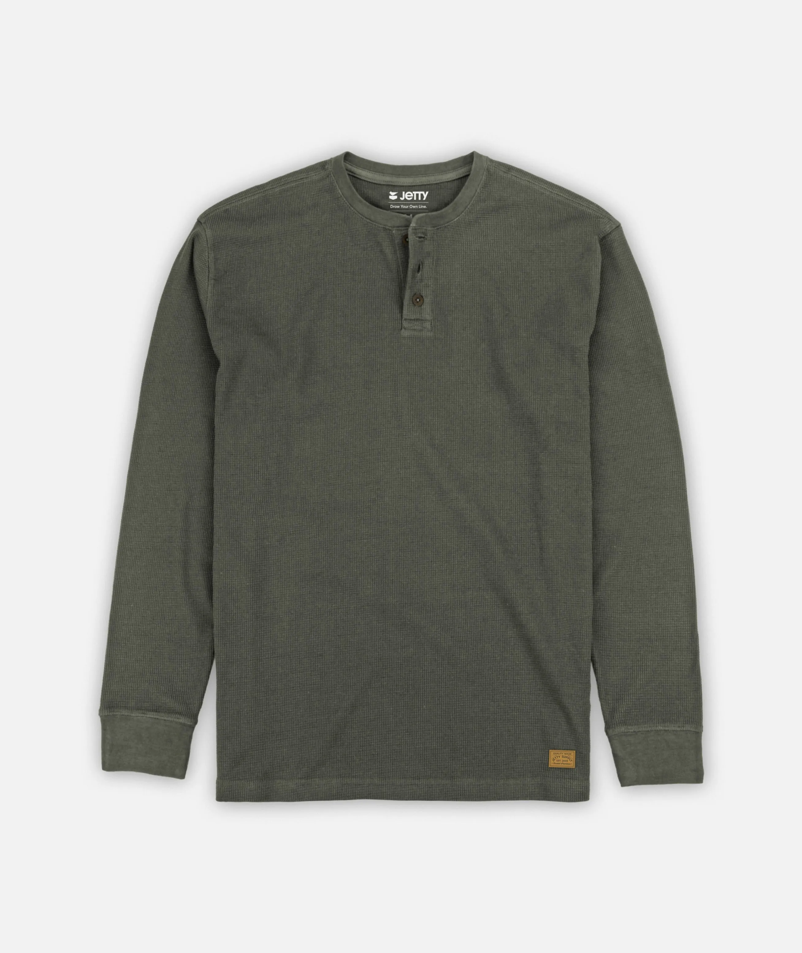 Seabed Waffle Henley Long Sleeve - Tarmac sold by JETTY