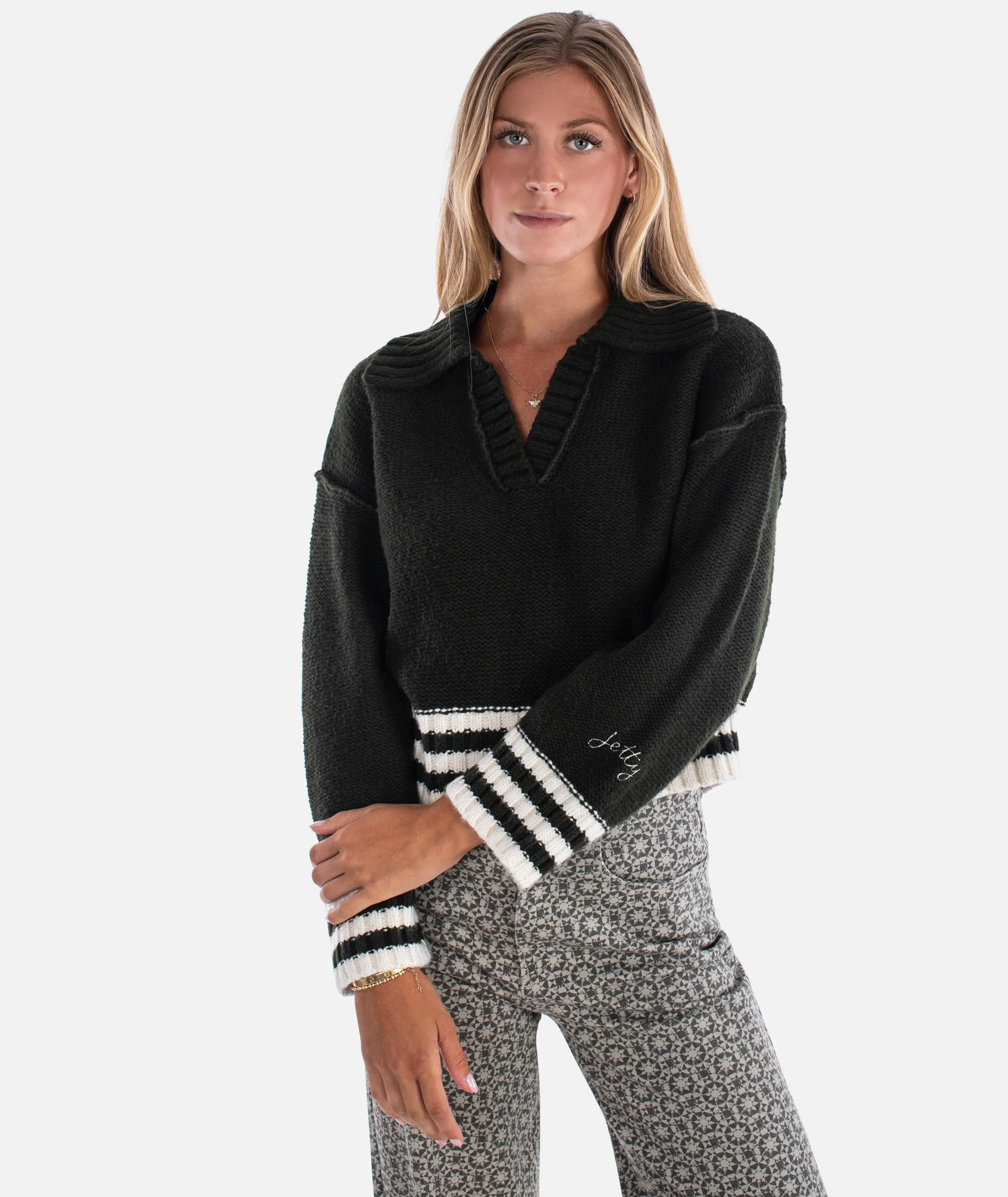 Tybee Henley Sweater - Olive sold by JETTY