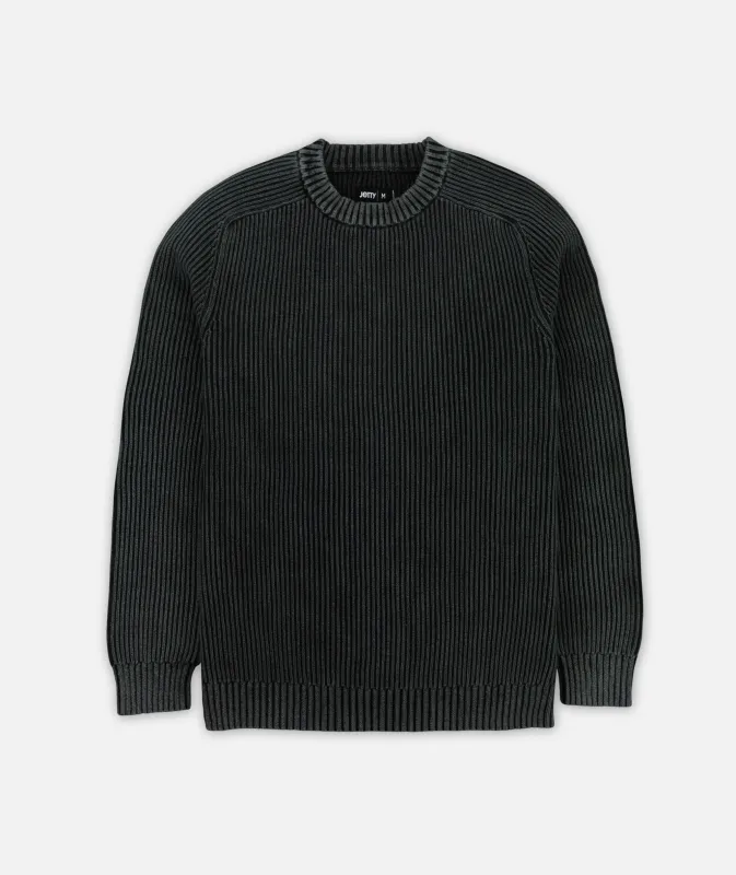 Undertow Washed Crewneck Sweater - Black sold by JETTY