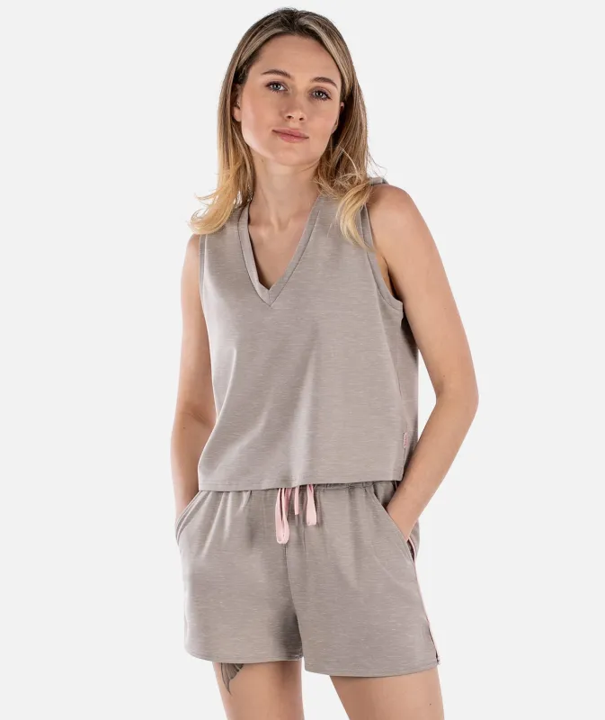 Bondi V-Neck Tank - Warm Grey sold by JETTY