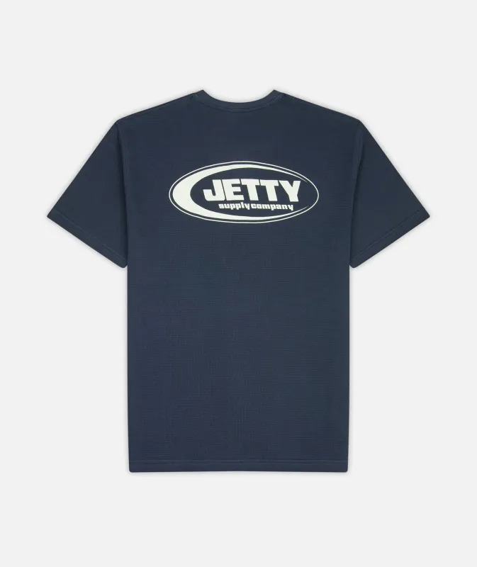 Trench Waffle Tee - Navy sold by JETTY