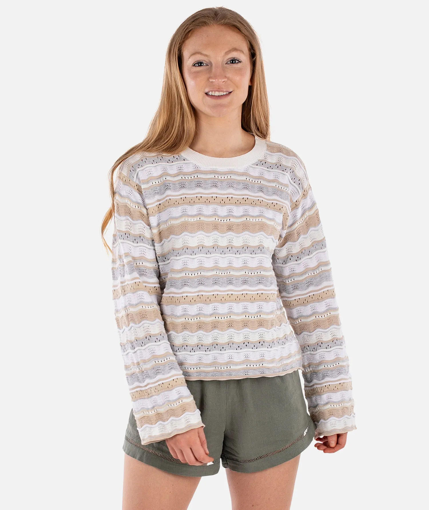 Lockwood Pointelle Sweater - Neutral sold by JETTY