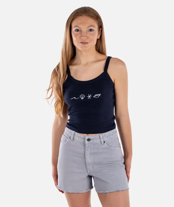 Coquille Crop Tank - Navy made by JETTY