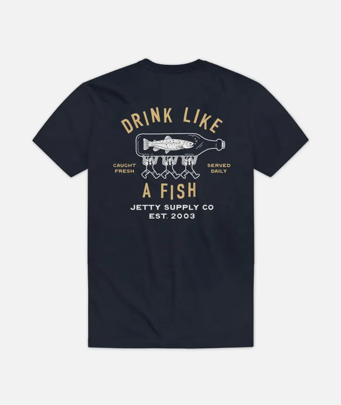 Bottle Service Tee - Solid Navy Tri made by JETTY