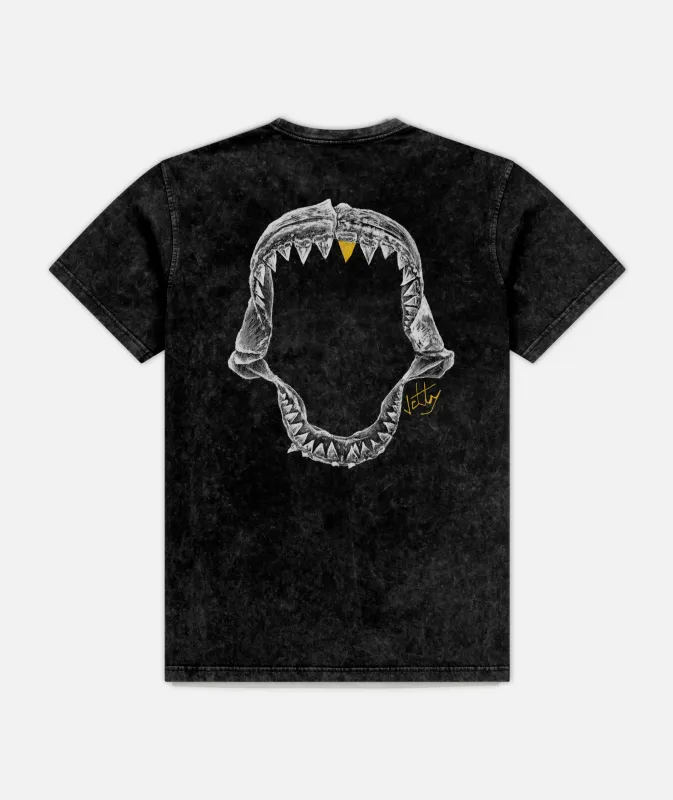 Jaws Tee - Black Mineral Wash made by JETTY
