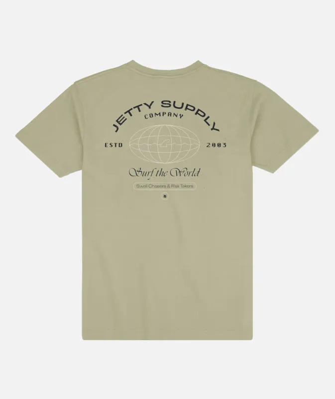 Surf World Tee - Bay Leaf made by JETTY