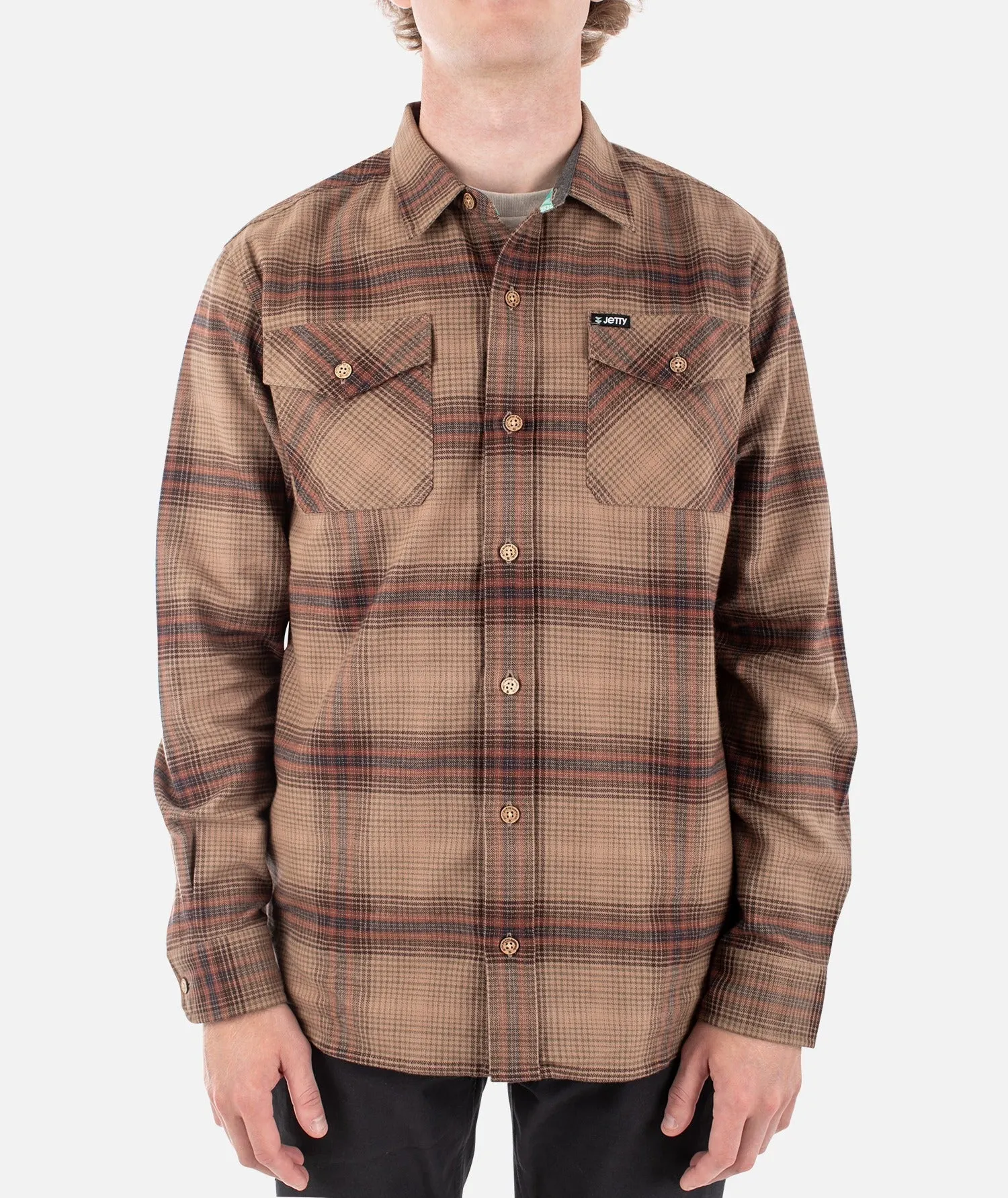 F23 The Breaker Flannel - Tan sold by JETTY