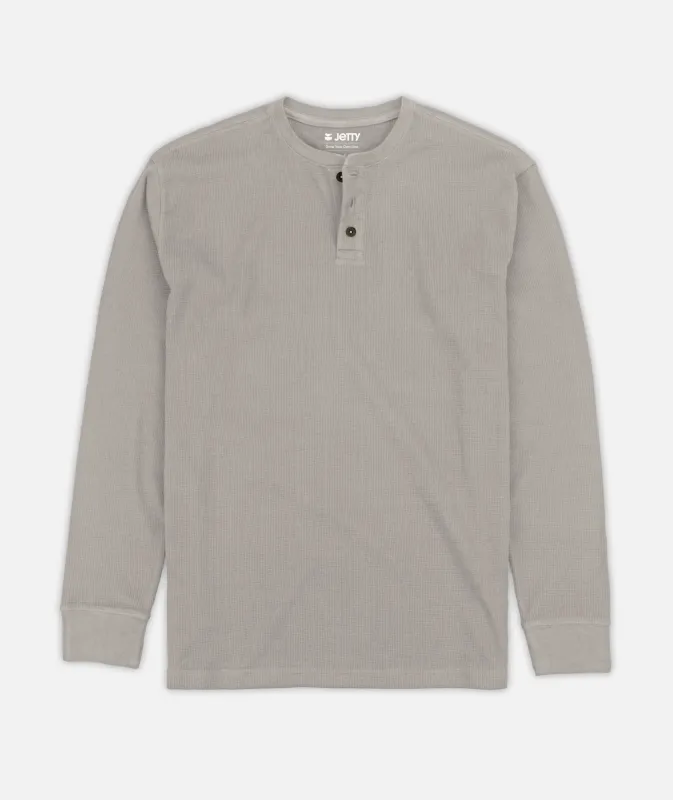 Seabed Waffle Henley Long Sleeve - Warm Grey made by JETTY