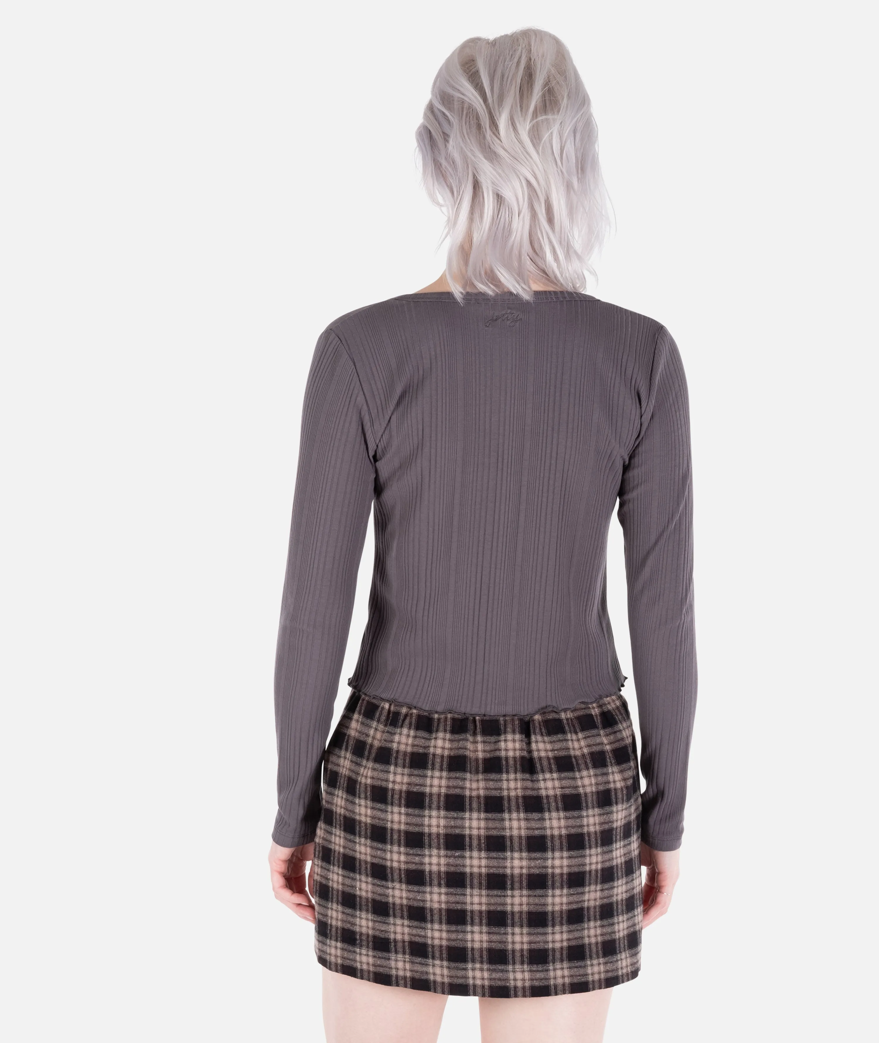 Madison Button Front Long Sleeve - Grey sold by JETTY product image thumbnail 2