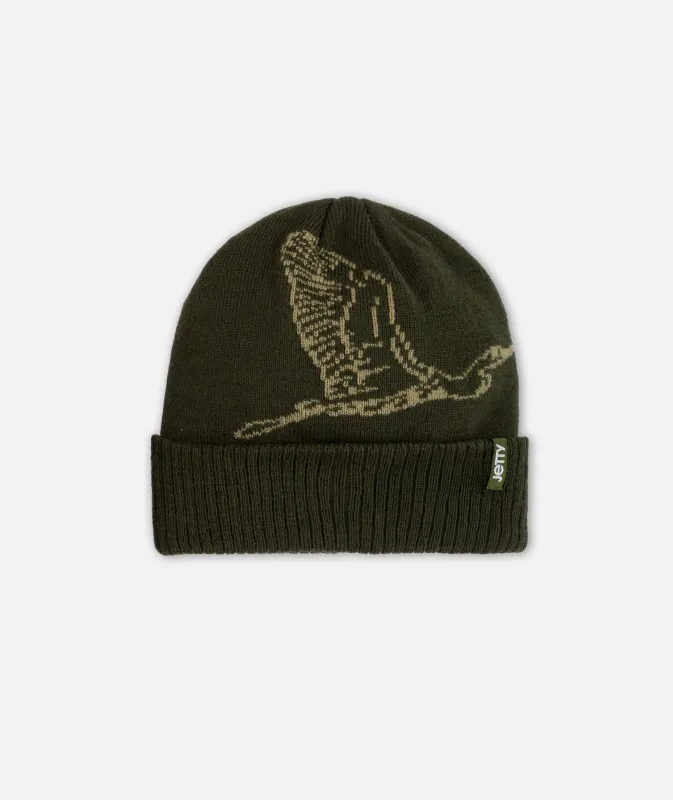 Egret Jacquard Beanie - Olive made by JETTY