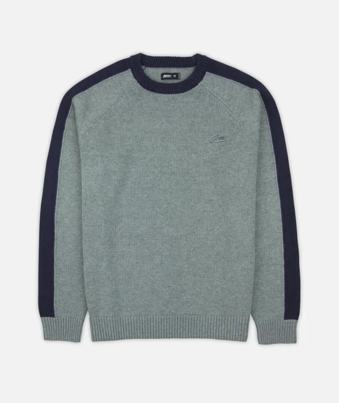 Nova Striped Sleeve Sweater - Heather Grey made by JETTY