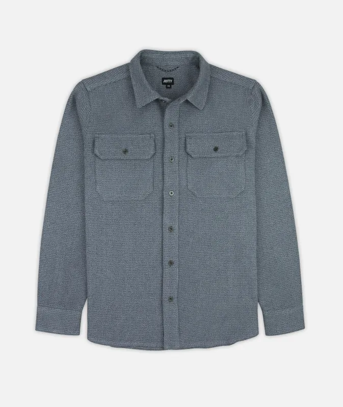 Ridge Tweed Shirt - Blue made by JETTY
