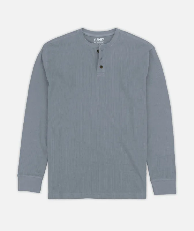 Seabed Waffle Henley Long Sleeve - Light Blue made by JETTY
