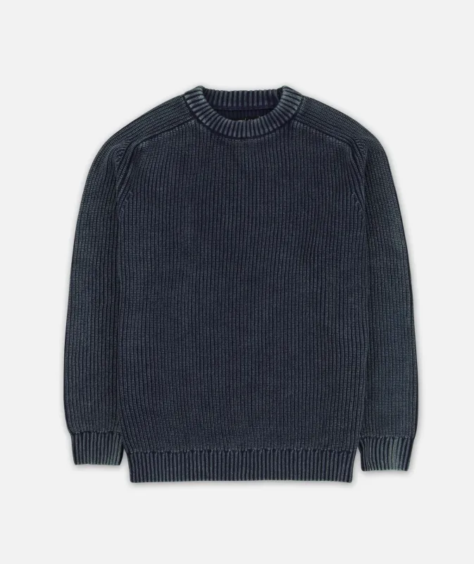 Undertow Washed Crewneck Sweater - Navy Blue made by JETTY