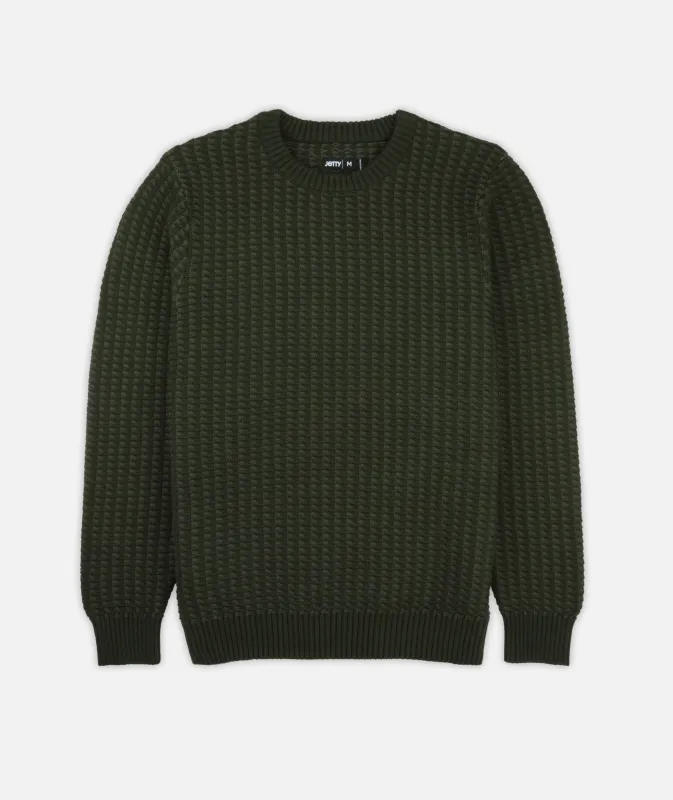 Tiller Grid Sweater - Olive made by JETTY