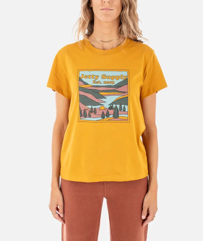 Hillside Tee - Mustard sold by JETTY