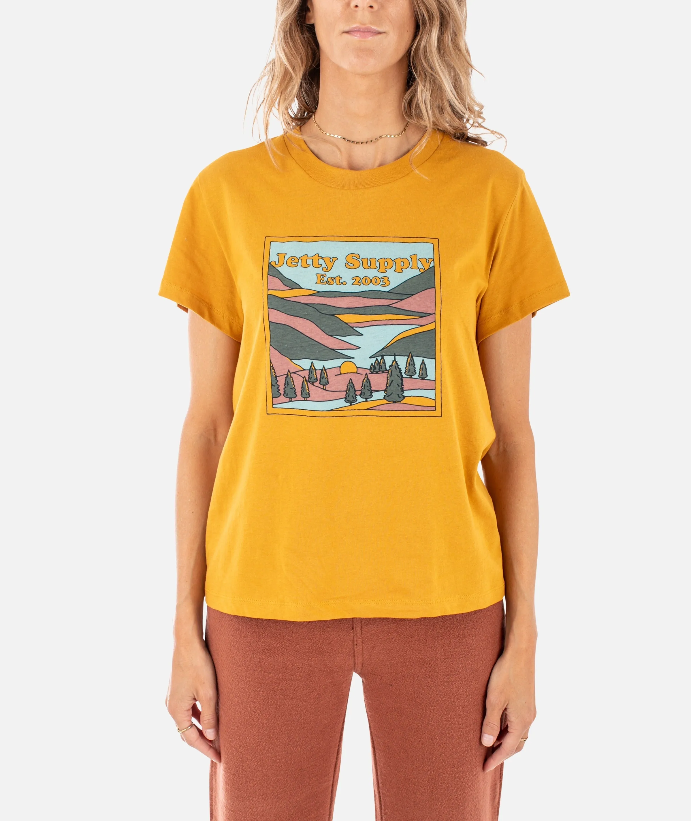 Hillside Tee - Mustard sold by JETTY