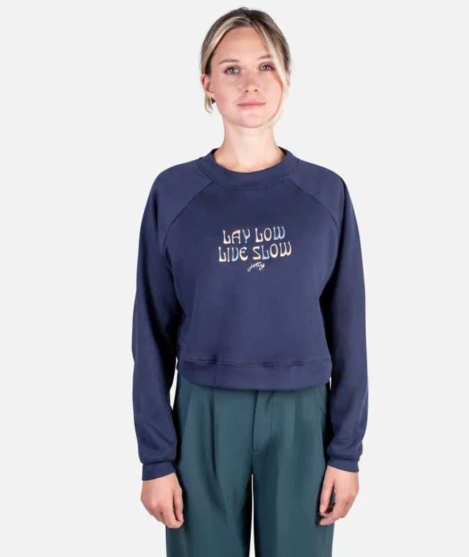 Live Slow Raglan Fleece - Navy sold by JETTY