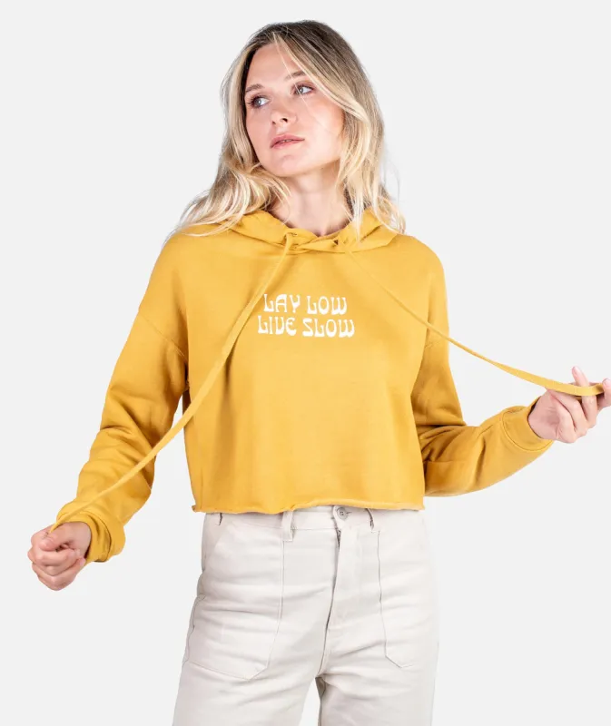 Live Slow Cropped Hoodie - Mustard sold by JETTY