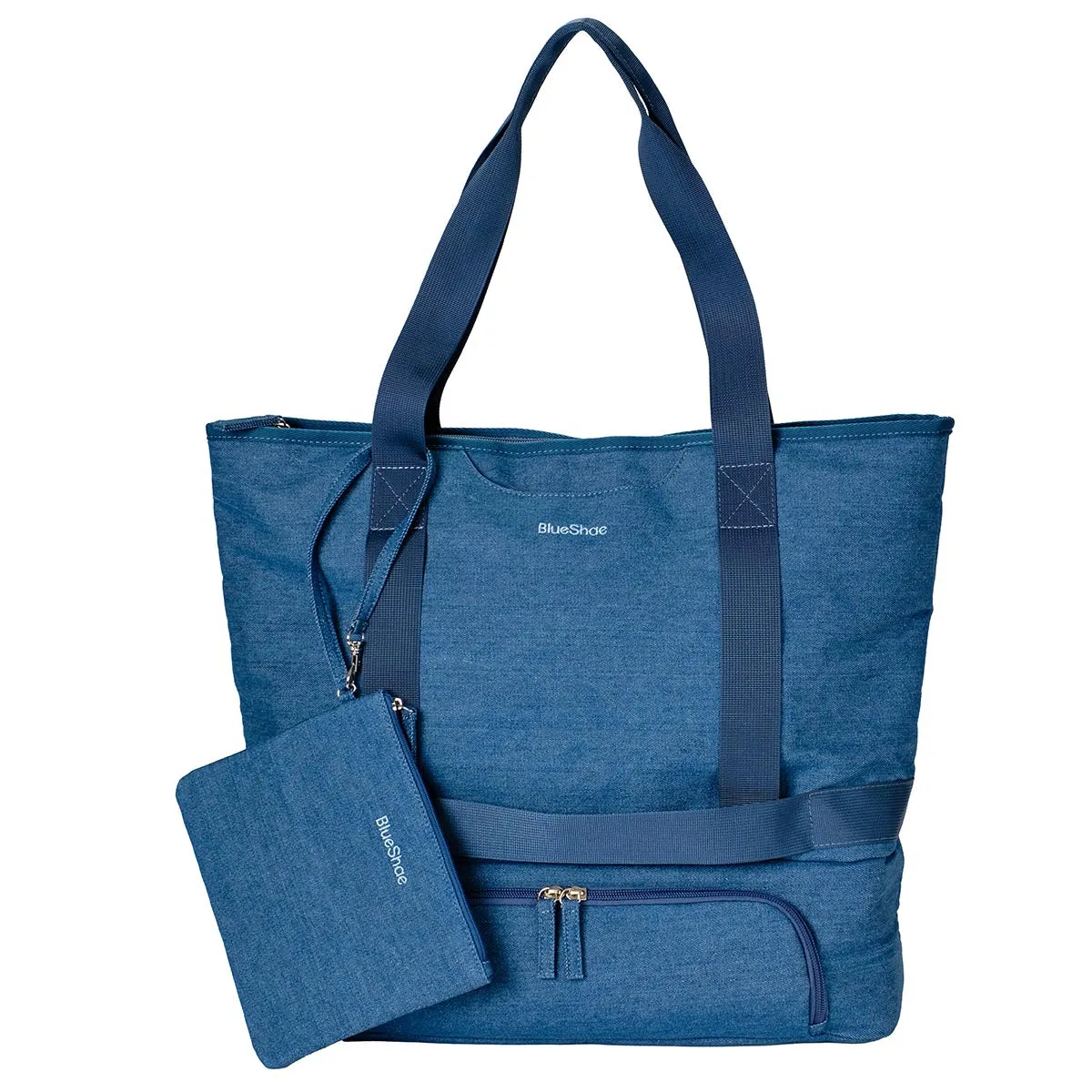 Denim Beach Tote with Insulated Cooler & Straw Hat Holder sold by MinkeeBlue product image thumbnail 3